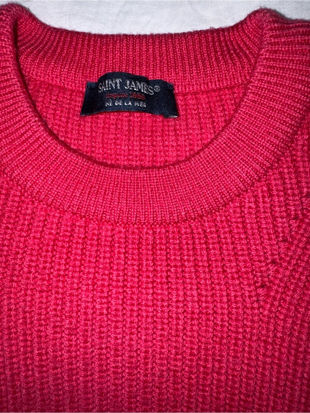 Saint James Ribbed Crewneck Sweater in Raspberry - Picture 3 of 7